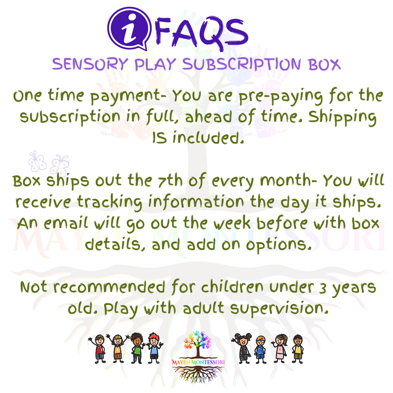 3 or 6 month  Montessori Sensory Play Box Subscription