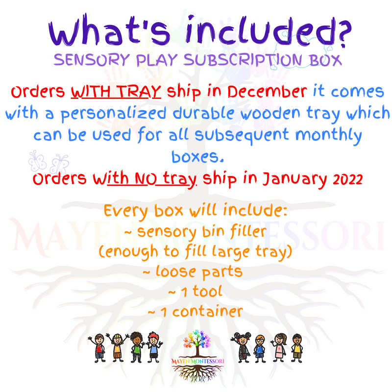 3 or 6 month  Montessori Sensory Play Box Subscription