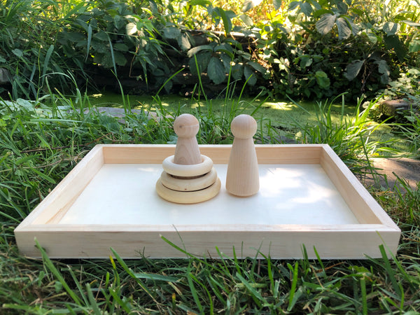 Wooden Sensory Play Pegs and Rings Tray set