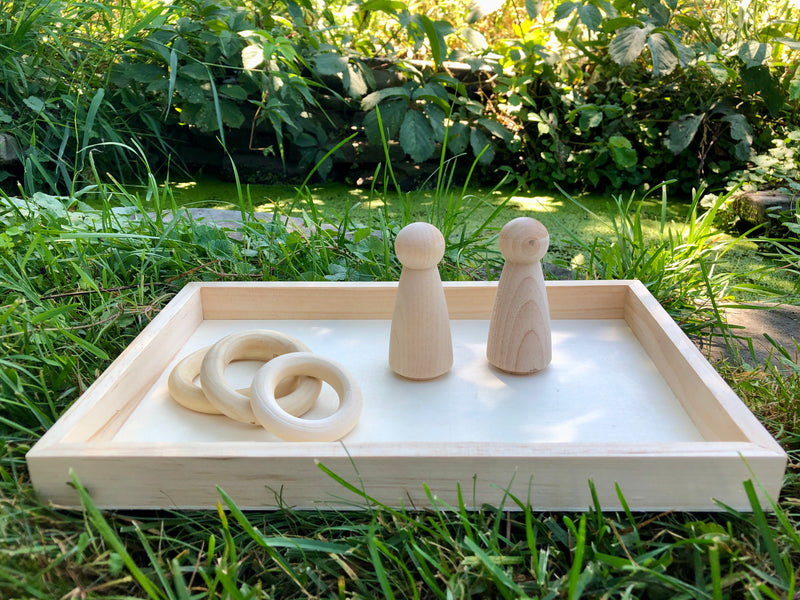 Wooden Sensory Play Pegs and Rings Tray set