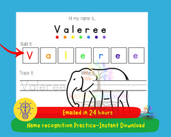 Elephant Kids Name Tracing Learning to Write