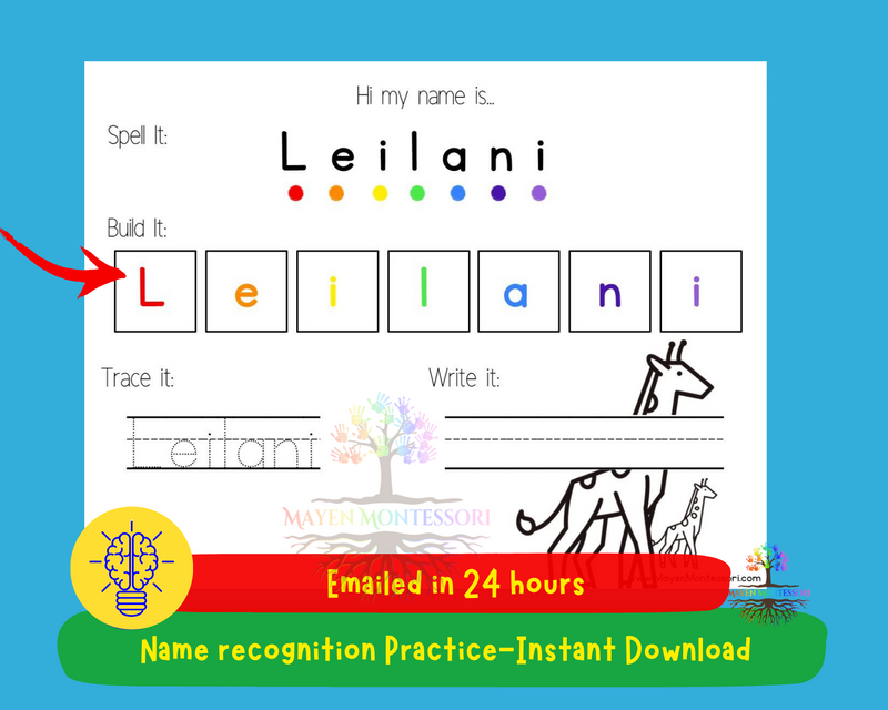 Giraffe Kids Name Tracing Learning to Write