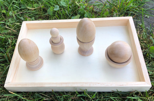 Sensory Play 'Eggs & Cups, Peg in Pot, Ball In Bowl' Tray Set