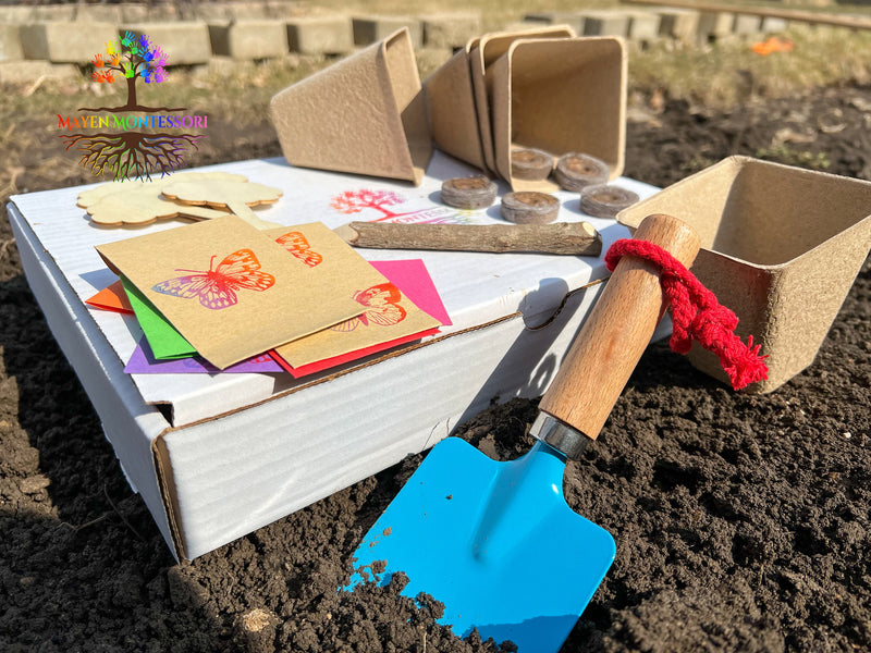 Butterfly Seed kits for kids, Garden set for kids, Kids gardening kit, Montessori Homeschool Botany, Grow your own kit Kids Activity Box DIY